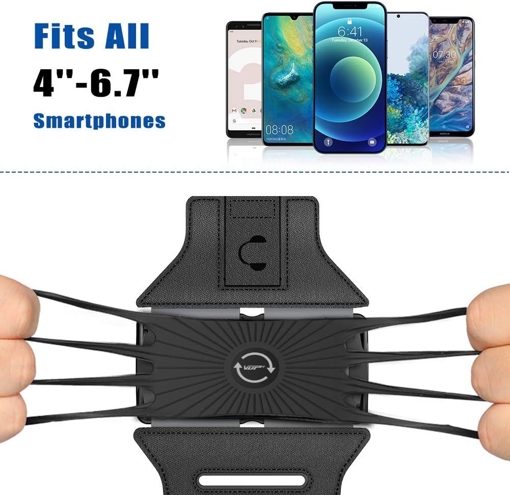 VUP Running Armband 360°Rotatable for iPhone 16/15/14/13/Pro Max/Pro/Mini, Fits All 4-6.7 Inch Smartphones, with Key Holder Phone Armband for Running Hiking Biking (Pack of 10)