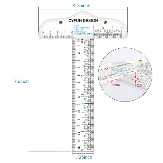10PCS 6 Inches/15cm Acrylic Clear T-Square Ruler, Inches and Metric, T Square - Image 2