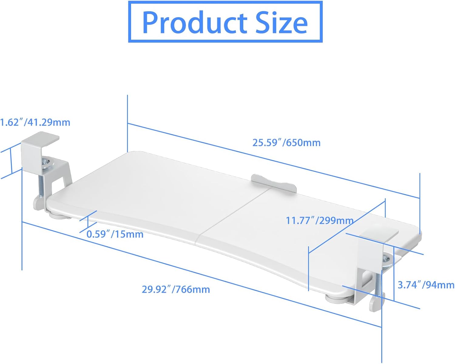 suptek Keyboard Tray Under Desk Pull Out with C Clamp Mount, Computer Keyboard & Mouse Tray, 25.6 (30 Including Clamps) x 11.8 inch Slide-Out Platform Computer Drawer for Typing, White, DSF1W