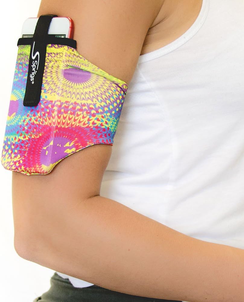 Sprigs Phone Armband Sleeve for iPhone 14, 13, 12, 11, X Galaxy Z, S22, S21, S20 Google Pixel 7, 6, 5. The Lightest & Most Comfortable Running Armband, Stretches to Fit All Phones with Case for Women & Men