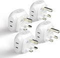 Ceptics South Africa Travel Plug Adapter Set - 4 Input - Ultra Compact - Light Weight - Type M and Type G - USA to Any Type M Countries Such as Botswana, Namibia - 4 Pack (PT-7-10L-4PK),White