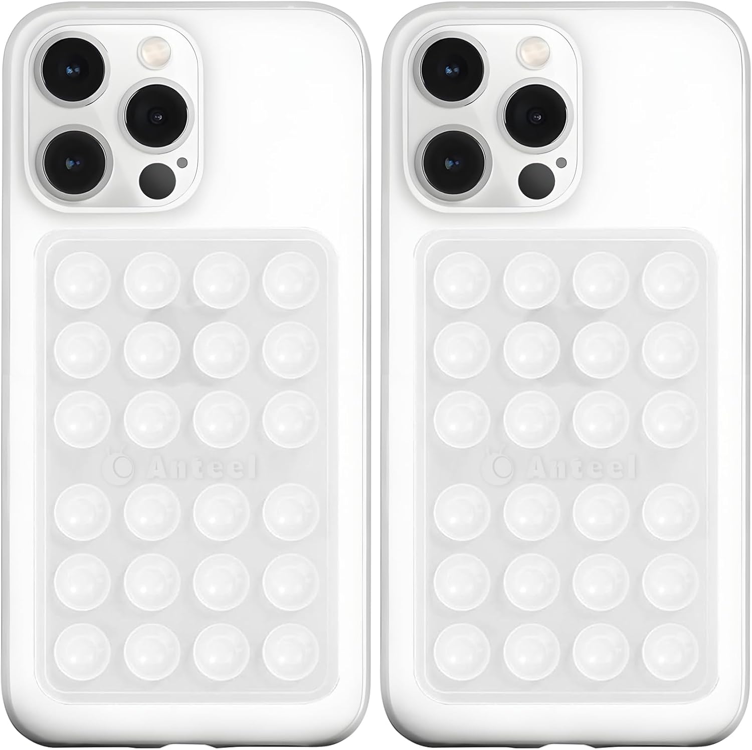 Anteel MAX Silicone Suction Phone Case Adhesive Mount, Upgraded Super Strong Grip, Durable, Easy to Use, Hands-Free Sticky Phone Holder for Selfies, Tiktok Videos, 2.56"x3.94" (TP&TP)