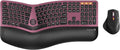 ProtoArc Ergonomic Wireless Keyboard Mouse, EKM01 Plus Full Size Ergo Bluetooth Keyboard Mouse Combo, Split Design, Wrist Rest, Multi-Device, Rechargeable, for Windows/Mac OS - Wine Red