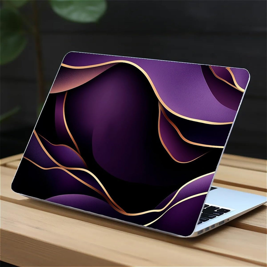 Compatible with MacBook Air 13.3 13.6 Inch Case 2022 2021 2020 2019 Plastic Hard Shell Case Cover,13.3 Pro(A1706/A1708/A1989/A2159/A2289/A2338), Purple and Gold Color Line