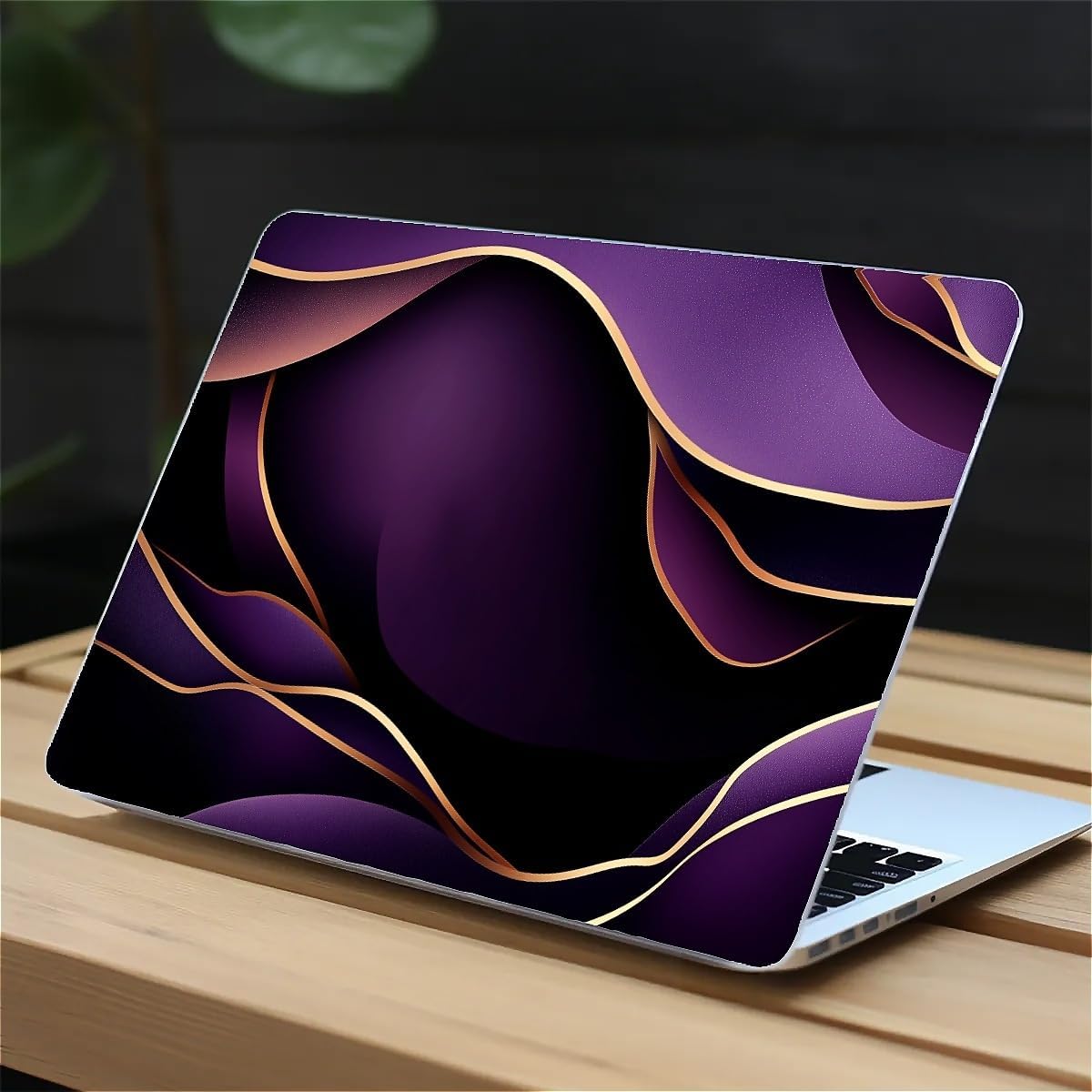 Compatible with MacBook Air 13.3 13.6 Inch Case 2022 2021 2020 2019 Plastic Hard Shell Case Cover,13.3 Pro(A1706/A1708/A1989/A2159/A2289/A2338), Purple and Gold Color Line