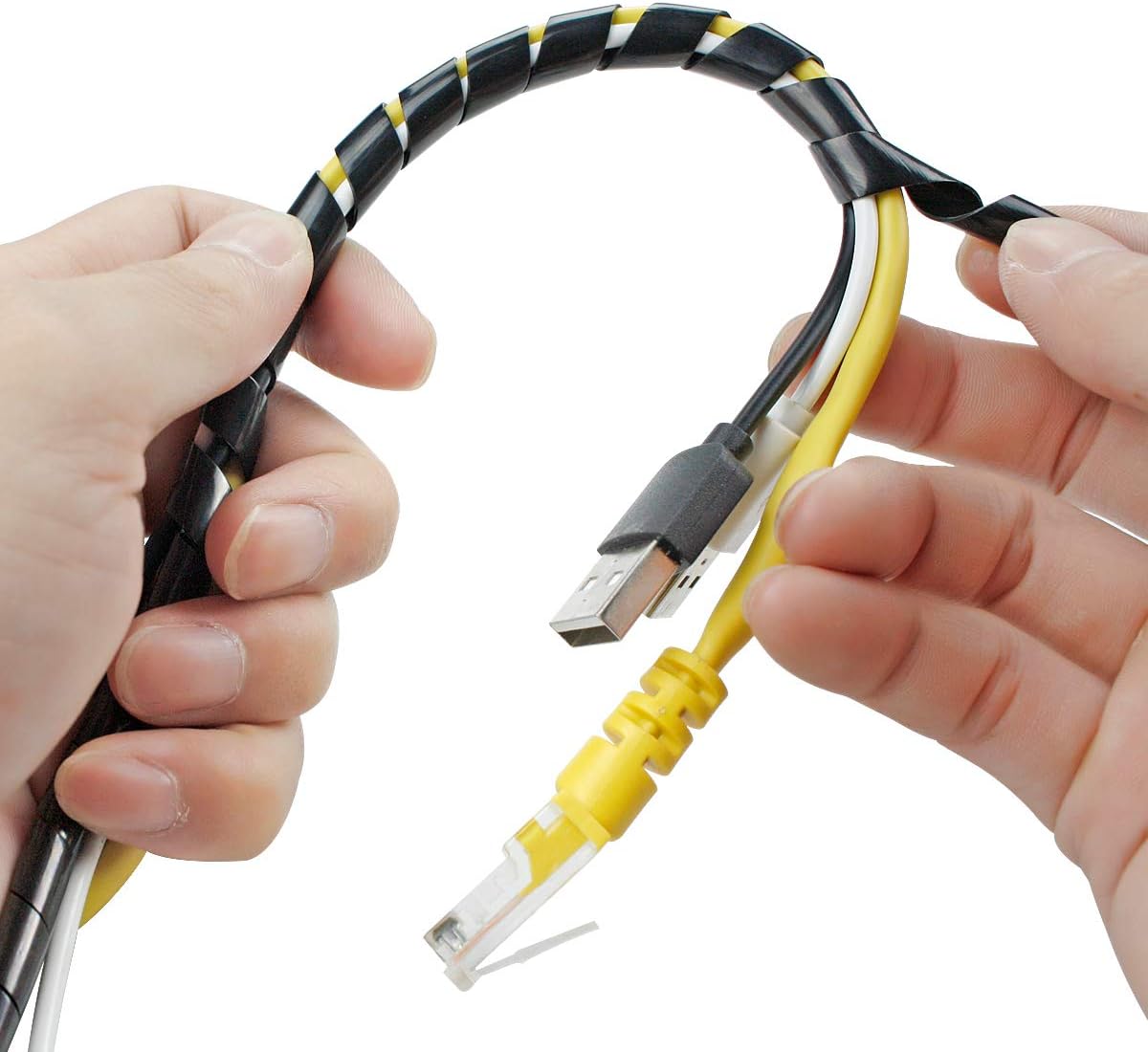 20Ft XHF 1/2" Spiral Cable Wrap 12mm(Wrapping Range:9mm-65mm) Cord for Computer Electrical Wire Organizer Sleeve Hose RoHS Black