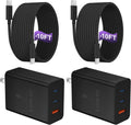 USB C Charger Block 100W, 3-Port GaN Super Fast Charger, Type C Wall Charger Adapter with 10ft USB C Charging Cable for MacBook Pro/Air,iPad Pro, iPhone 16/15Pro, Galaxy S24/S23 and More[2 Pack]-Black