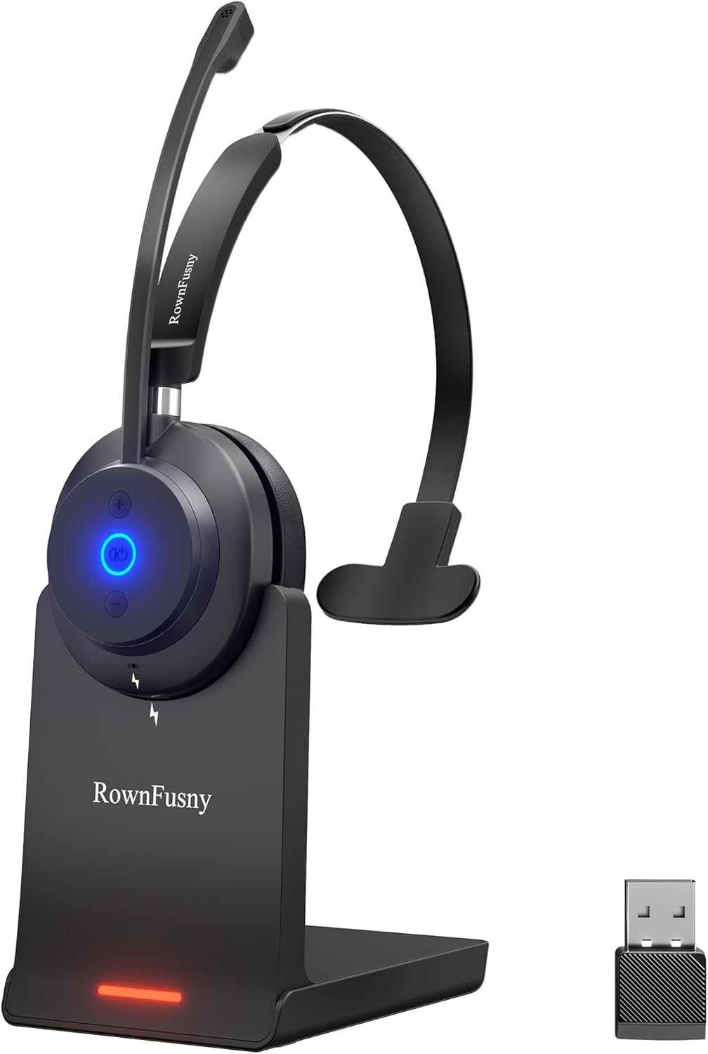 Wireless Headset with Mic for Work,Bluetooth Headphones for PC,Office,Call Center,Computer Headphones with Microphone 2.4Ghz USB Dongle & Bluetooth 5.3,Lightweight & Comfortable for Online Class,Home