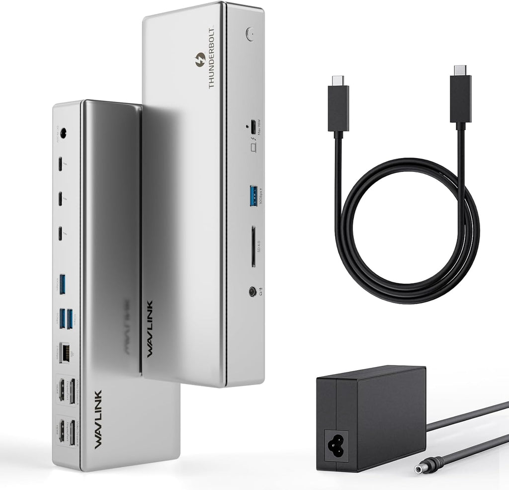 Thunderbolt 4 Dock, WAVLINK Docking Station with Quad 4K@60Hz Monitors, Four Thunderbolt 4 Ports, 98W PD, 2.5G RJ45 Ethernet, SD V4.0, 10Gbps USB3.1, for MacBook Pro/Air etc