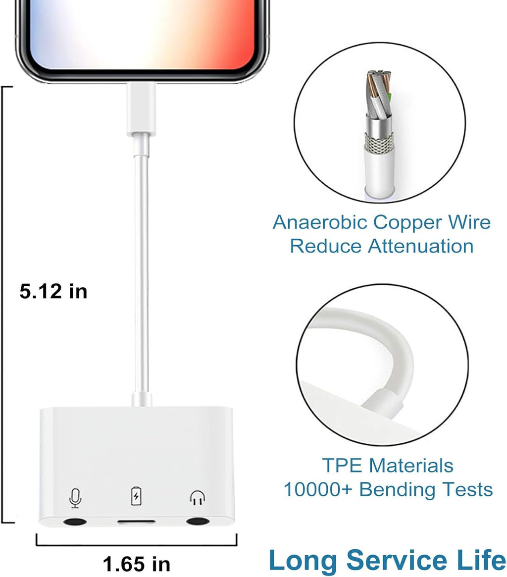 USB C to Microphone Adapter for Live-Streaming Type C to Microphone & 3.5mm Headphone Adapter with Charging Port USB C Audio & MIC Splitter Compatible for iPhone 15/16/iPad Pro/Galaxy 24 23/Pixel 9 8