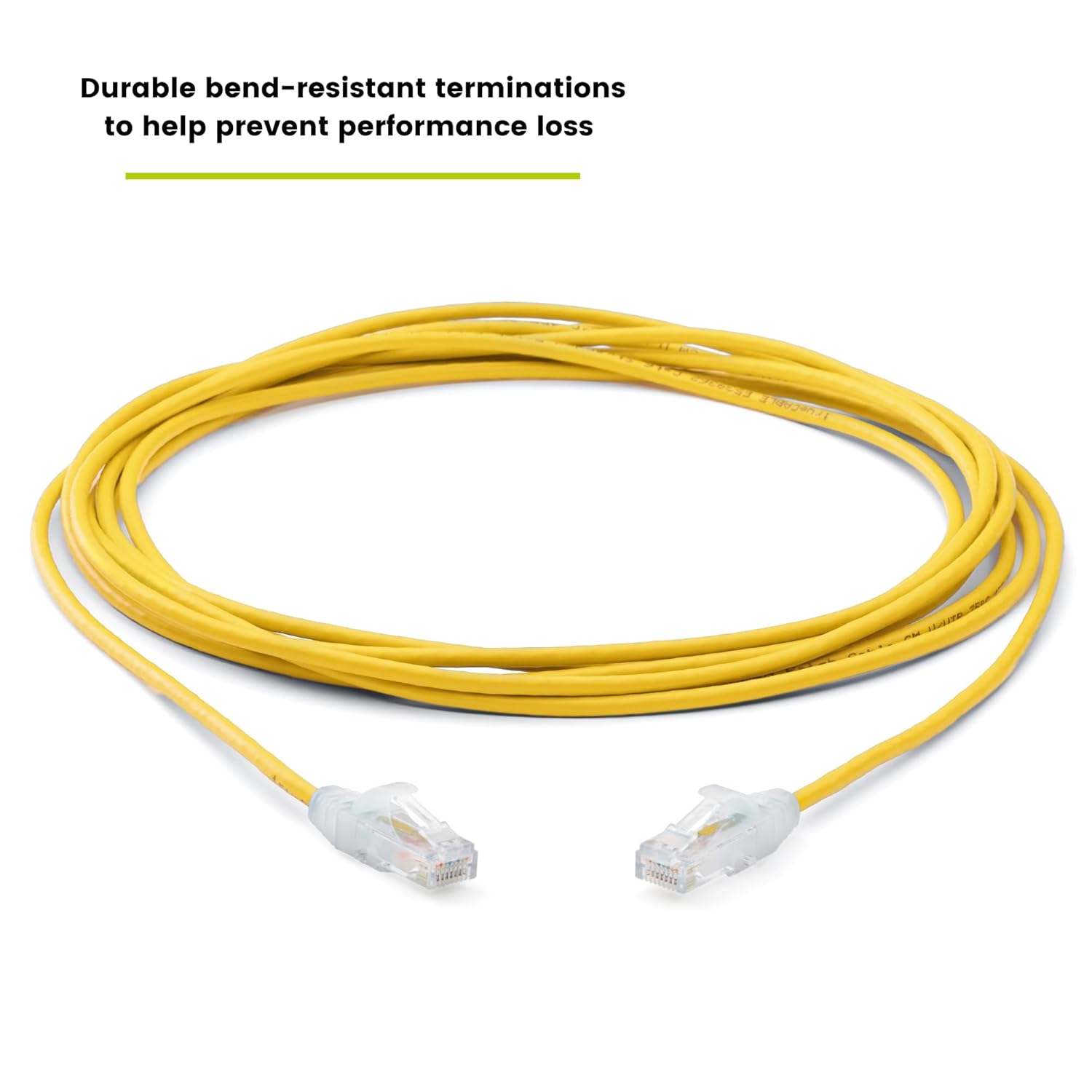 TRUECABLE Cat6 Component Rated Patch Cable, Unshielded (U/UTP), 14ft, Yellow, 28AWG Solid Copper, Snagless 10G High-Speed Ethernet Cable, PoE++ 4PPoE 100W, UL Listed, RoHS-3, 1 Pack