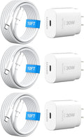 30W USB C i Phone 16 15 Charger Fast Charging, 3PACK Wall Charger for iPhone 16 15 Pro Max Charger Cord 10FT Fast Type C Charger Block for iPhone 16/16 Pro/15 Plus/15 Pro/15 Pro Max, iPad Pro, White