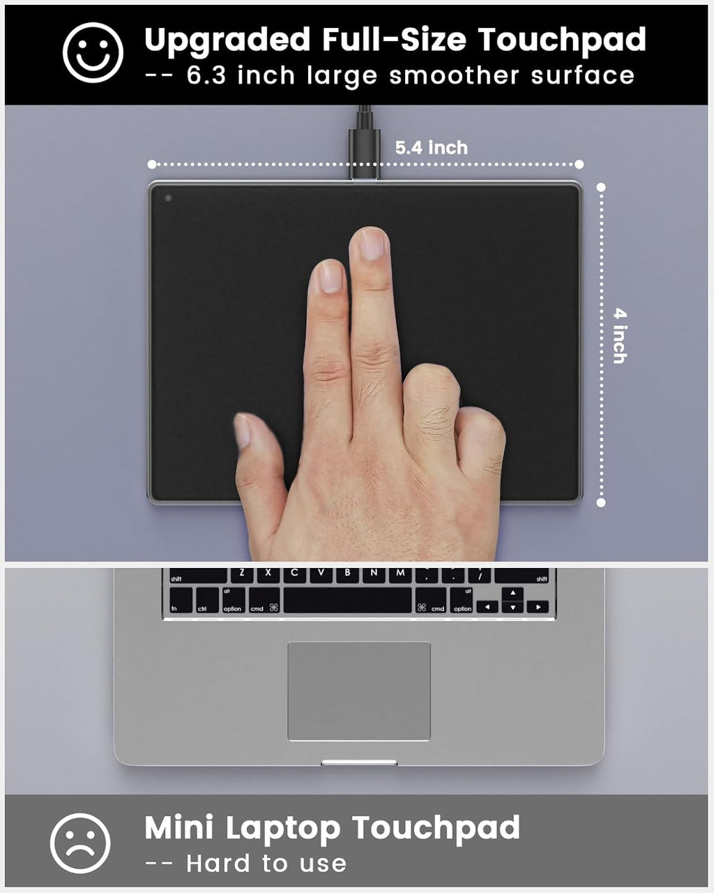 seenda Trackpad, Upgrade Smooth Glass Surface with Multi-Touch, Aluminum Slim USB Wired Win/Mac Touchpad with High Precision Navigation for Windows 10/11 Computer and iMac, MacBook Air/Pro