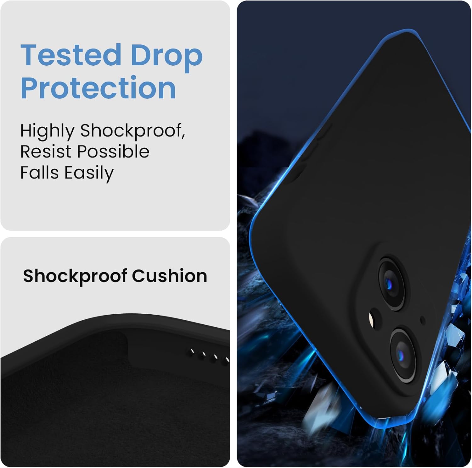 FireNova Designed for iPhone 14 Case, Silicone Upgraded [Camera Protection] Phone Case with [2 Screen Protectors], Soft Anti-Scratch Microfiber Lining Inside, 6.1 inch, Black