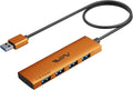 USB 3.0 Hub,4 Port USB Splitter Extender Portable Adapter Multiport Data Hub for Laptop,Xbox, Flash Drive,HDD,Console,Camera,Keyborad,Mouse Windows,Mac OS PC,Not Designed to Charge Devices-Orange