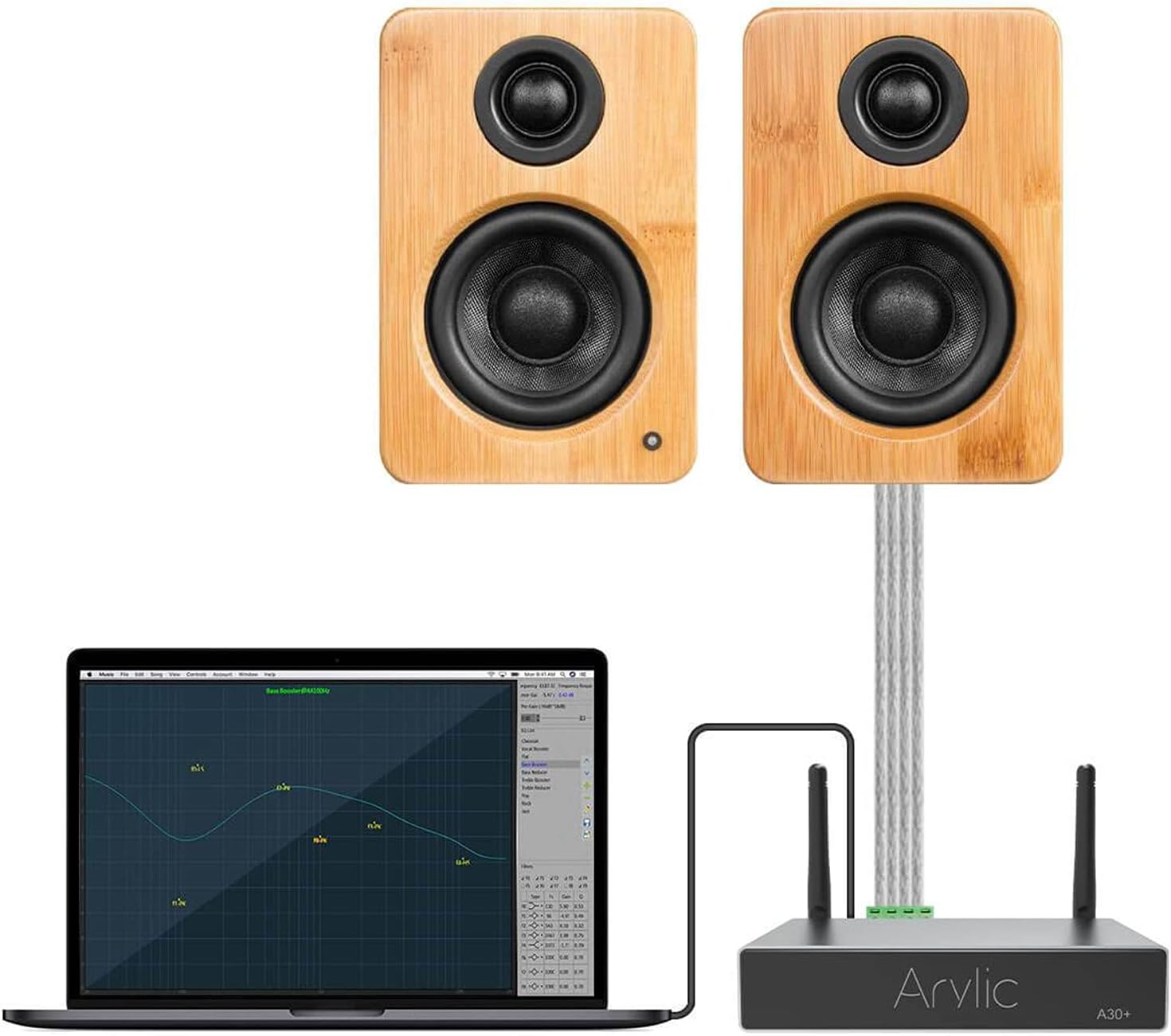 Arylic Stereo WiFi and Bluetooth 5.0, 2-Channel Class D Wireless Mini Home Amplifier for Speakers with spotify, airplay 1, Multi-Room/multizone Digital Audio Amp-Up2stream A30 +