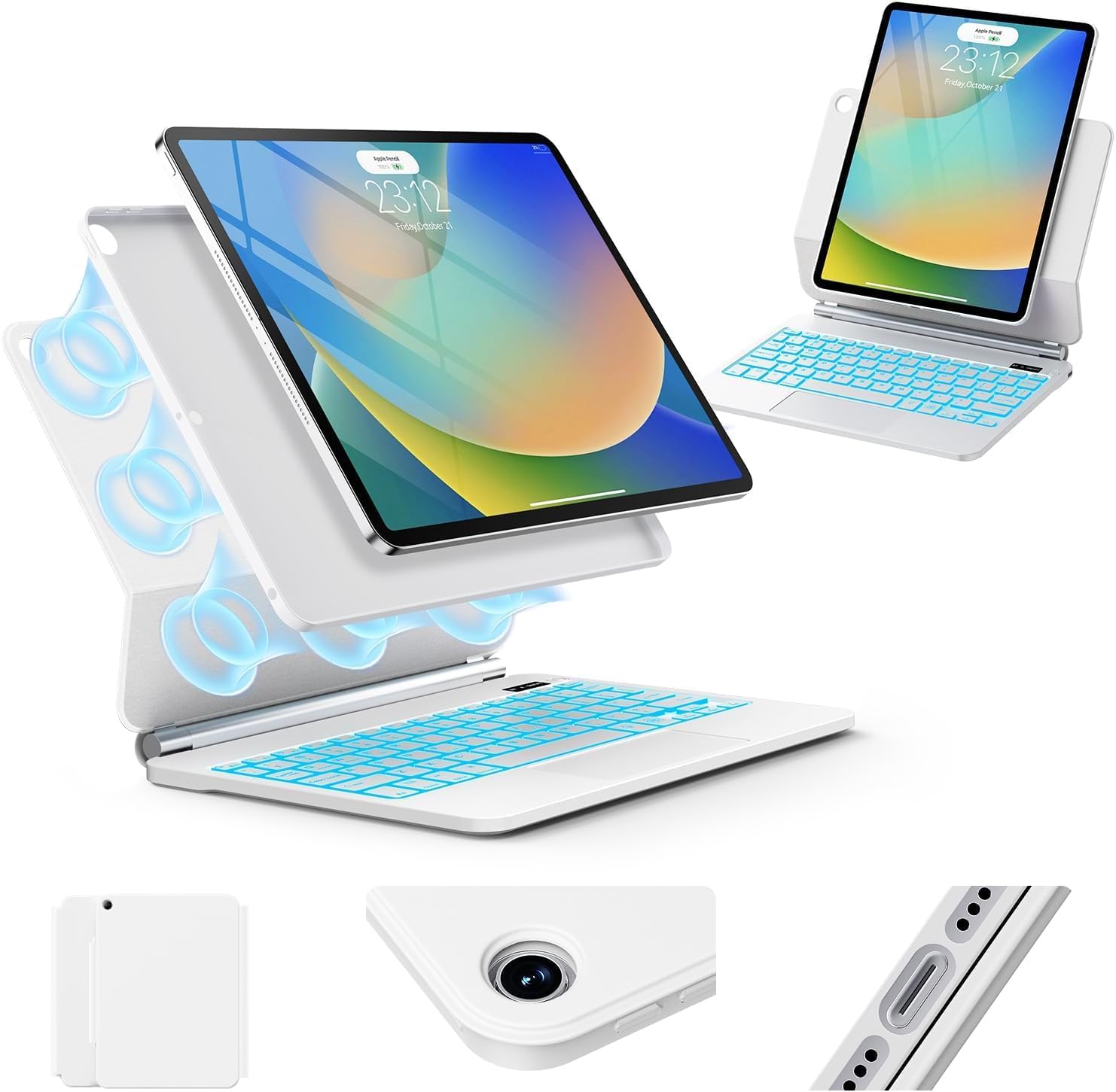 for iPad 9th Generation Case with Keyboard,Magic Style Keyboard Case for iPad 9th/8th/7th Gen 10.2 inch - Floating Cantilever Magnetic Stand Multi-Touch Trackpad Backlit Keyboard for iPad 10.2"