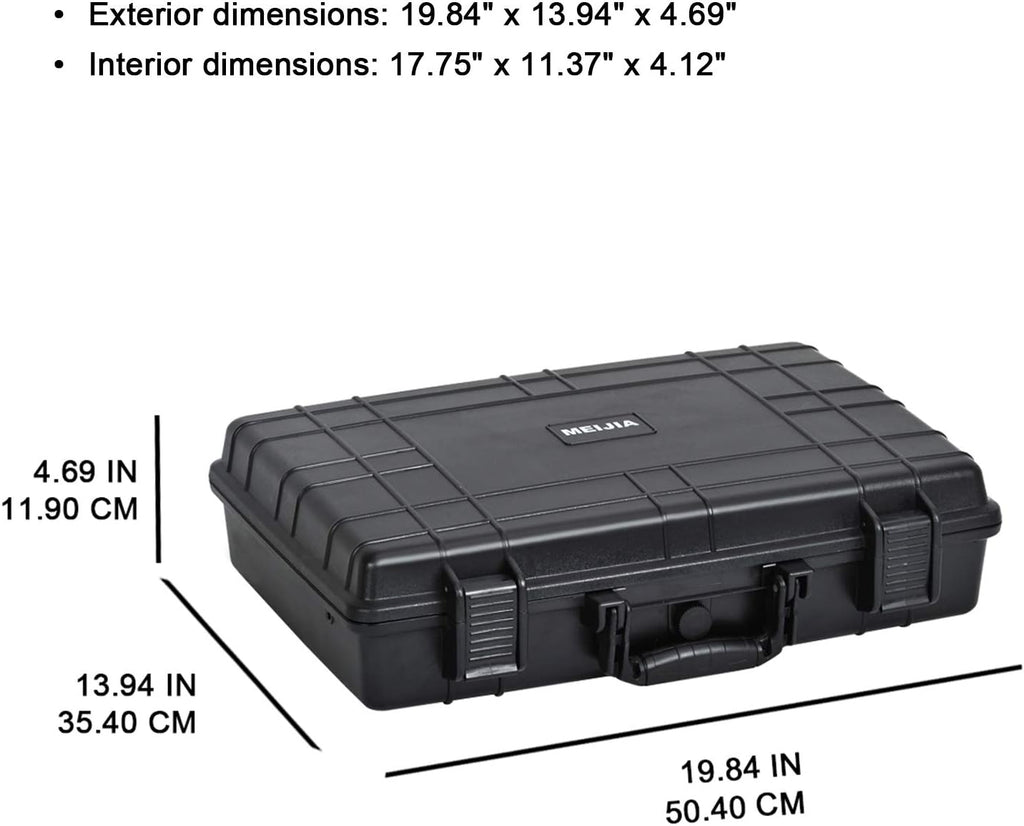 MEIJIA Portable Waterproof Protective Case,Hard Camera Case,Customized Fit Foam Inserted, Elegant Black,Fit for Camera, Equipments, Lens,Drones(Black)
