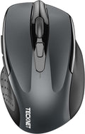 TECKNET Wireless Mouse (2.4G & BT5.0/3.0) Silent 4800 DPI Computer USB A & Bluetooth Mouse 6 Buttons, Wide Compatibility - Grey