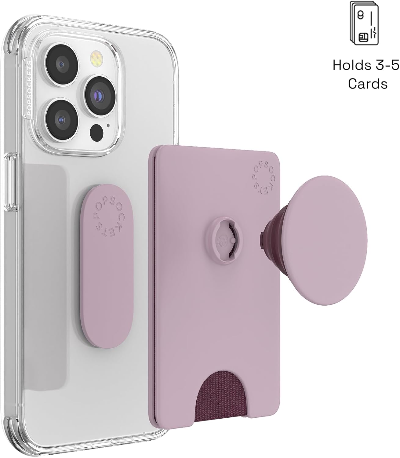 PopSockets Phone Wallet with Expanding Kickstand, Phone Card Holder - Blush Pink