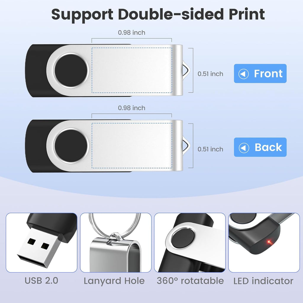 ABLAZE Custom Flash Drive 128MB 100 Pack, Personalized USB Drives Custom USB 2.0 Thumb Drives 100 Pack Memory Stick (Mixcolors)