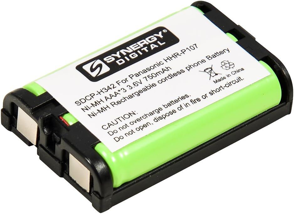 Synergy Digital Cordless Phone Battery, Compatible with Panasonic HHR-P107 Cordless Phone, (Ni-MH, 3.6V, 750 mAh) Ultra High Capacity, Replacement for Panasonic HHR-P107 Battery