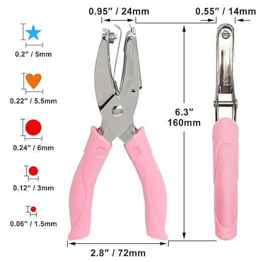 CheeMuii 5 Pieces Metal Handheld Paper Punch Single-Hole Tag Punch Set - Image 2