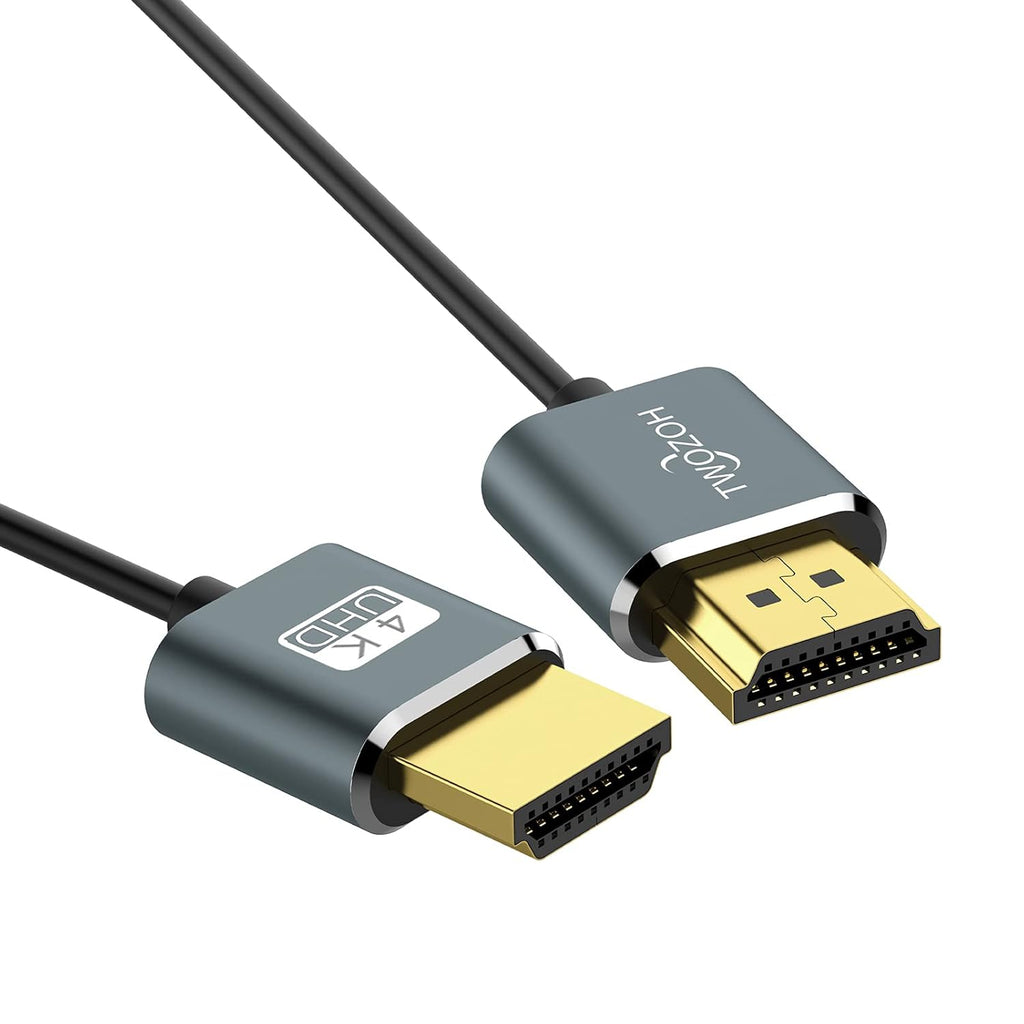 Twozoh Slim 4K HDMI Cable 1.6FT 3 Pack, Ultra Thin & Flexible Skinny HDMI to HDMI 2.0 Cord Support 4K/60HZ 18gbps Laptop, Monitor, PS5, PS4, Xbox One, Fire TV