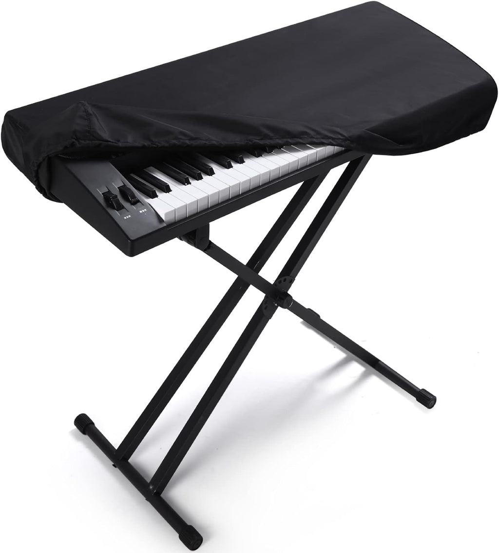 61 Keys Piano Keyboard Dust Cover, Adjustable Electric Piano Keyboard Covers for Digital Electric Pianos, Full Cover Elastic Lock Music keyboard Protector Cover - Black