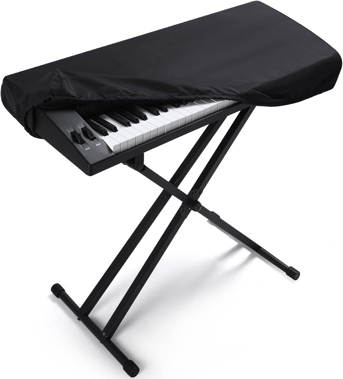 61 Keys Piano Keyboard Dust Cover, Adjustable Electric Piano Keyboard Covers for Digital Electric Pianos, Full Cover Elastic Lock Music keyboard Protector Cover - Black