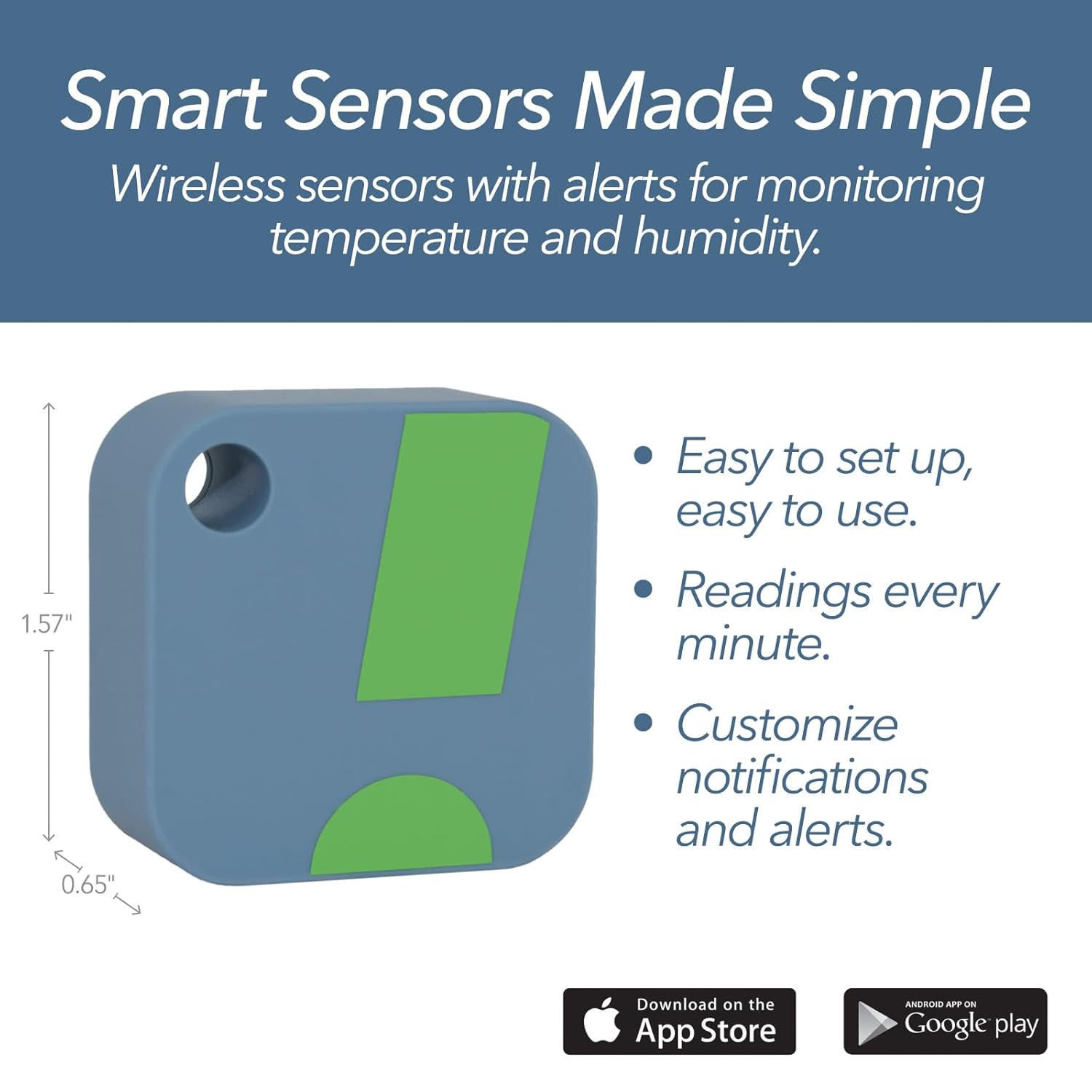 HT1 Smart Temperature Sensor and Humidity Sensor - Bluetooth Thermometer and Hygrometer with App Monitoring - Indoor/Outdoor Temperature and Humidity Monitor for RV, Basement, Fridge & More (1 Pack)