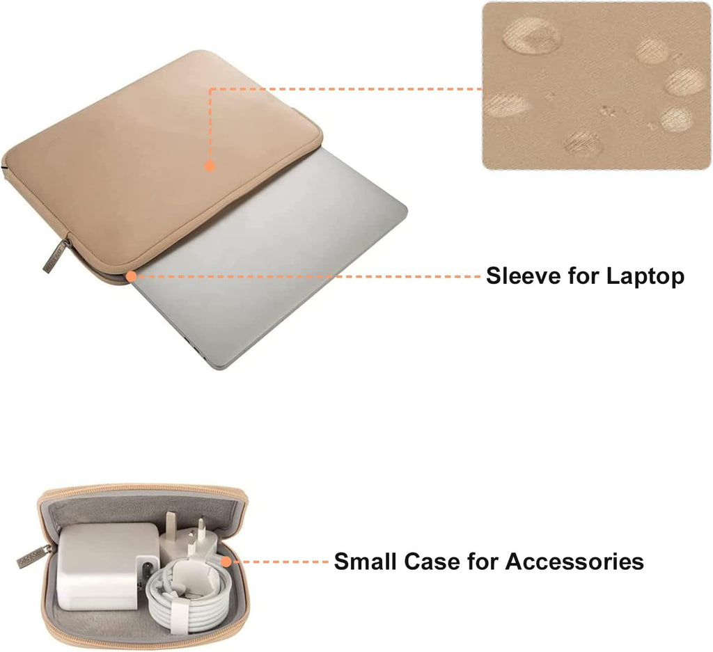 MOSISO Laptop Case 13.3 inch, 13-13.3 inch Laptop Sleeve Bag Compatible with MacBook Air/Pro 13/Pro 14 M5 M4 M3 M2 M1, HP Dell ASUS Lenovo, Neoprene Computer Sleeve Bag with Small Case, Apricot