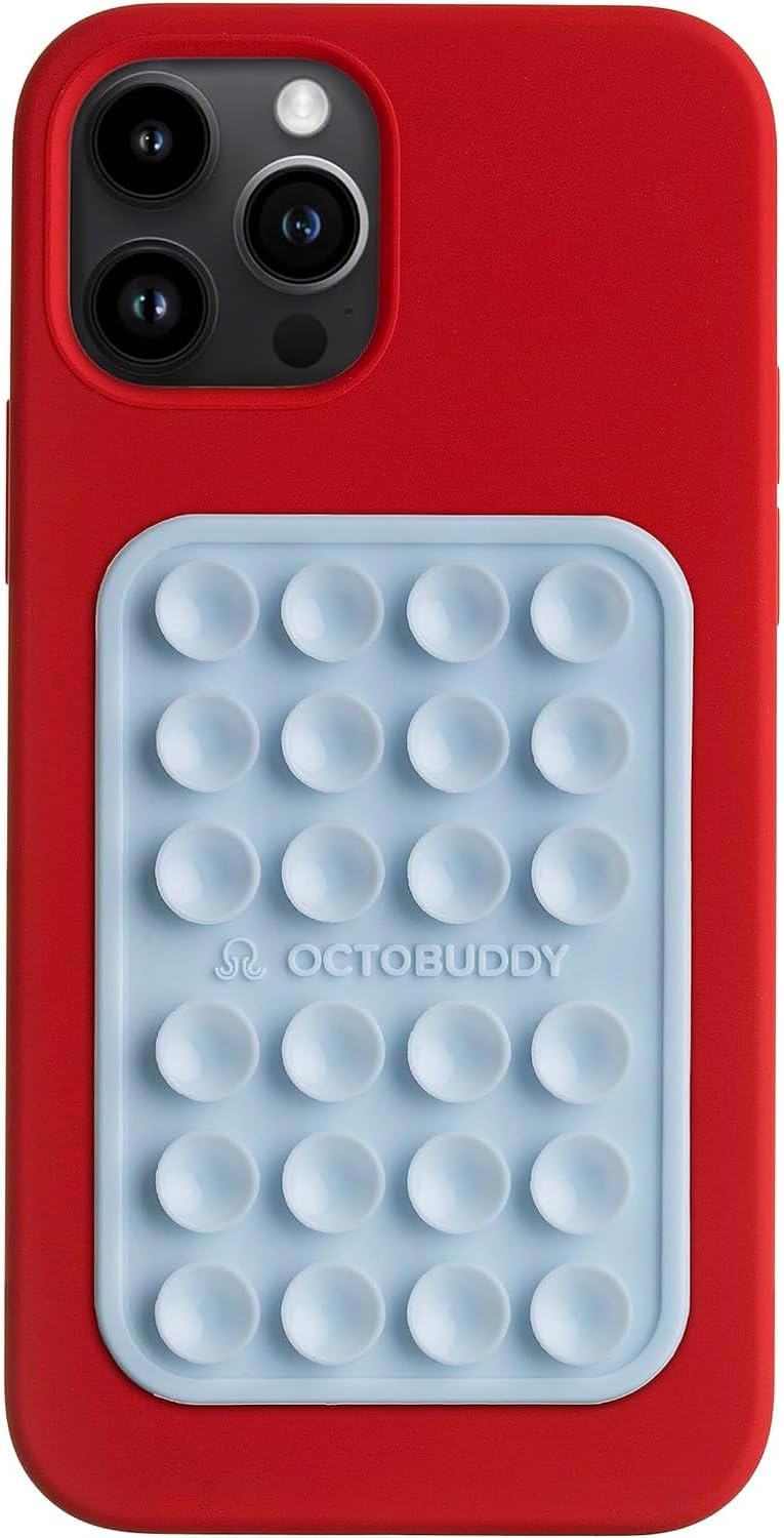 Classic - Silicone Suction Phone Case Adhesive Mount - Hands-Free, Strong Grip Holder for Selfies & Videos - iPhone & Android Compatible - 2.25″ x 3.25″, Baby Blue