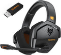 NUBWO G06 Dual Wireless Gaming Headset with Microphone for PS5, PS4, PC - 23ms Low Latency Audio - 100-Hour of Playtime - 50mm Drivers (Black-Orange)