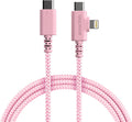 Smartish 2 in 1 USB C to USB C/Lightning Cable - Crown Joule - 6 Ft Fabric Wrapped Fast Charging Cord - for iPhone, Galaxy, Pixel - 100W Dual Fast Charger for Phones/Laptops - I'm Blushing