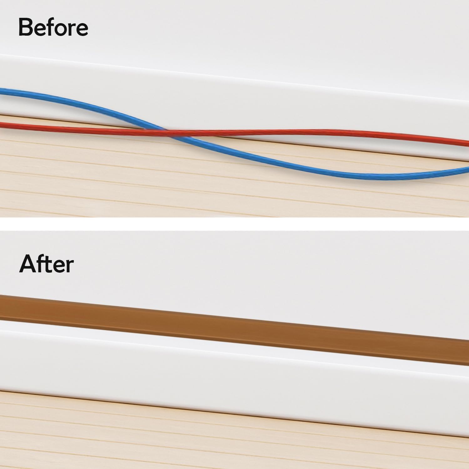 Rubber Bond TV Cord Hider Cable Protector - Strong Self Adhesive Wall Cord Cover Cable Hider - Low Profile Cable Management Wall Cord Concealer Cable Raceway (Brown, 10 Feet)
