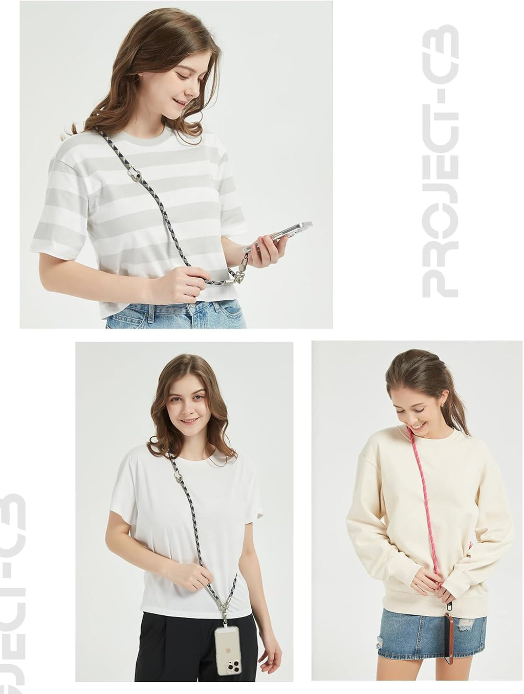 project-cb Phone Lanyard×1,Phone Tether Tab×2, Crossbody Cell Phone Lanyard,Rope Lanyard,Universal Adjustable Phone Strap(Verdant-S)