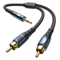 EMK 3.5mm to 2RCA Cable 24K Gold-Plated Nylon Braided RCA to Auxiliary Stereo Audio Headphone Male to Male 1/8 to RCA Cord for Tablet,Subwoofer,Home Theater,DVD Speaker,MP3/MP4,Player 6.6ft/2m