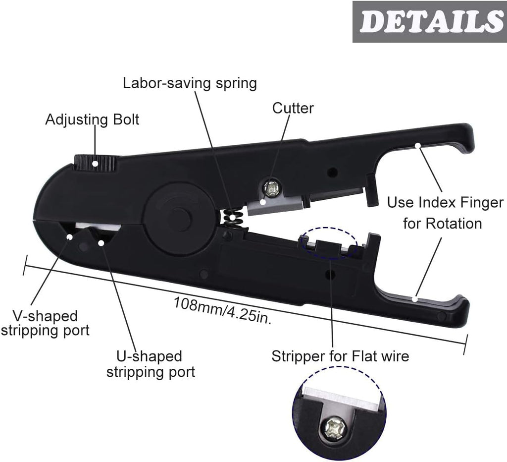 Delgada RJ45 Ethernet Network Crimping Tool Kit for Cat6 Cat5e Cat5 Crimp Tool, with 10pcs Cat5 Cat5e Connectors, 10pcs Covers, Network Cable Tester, Cutter and Stripper