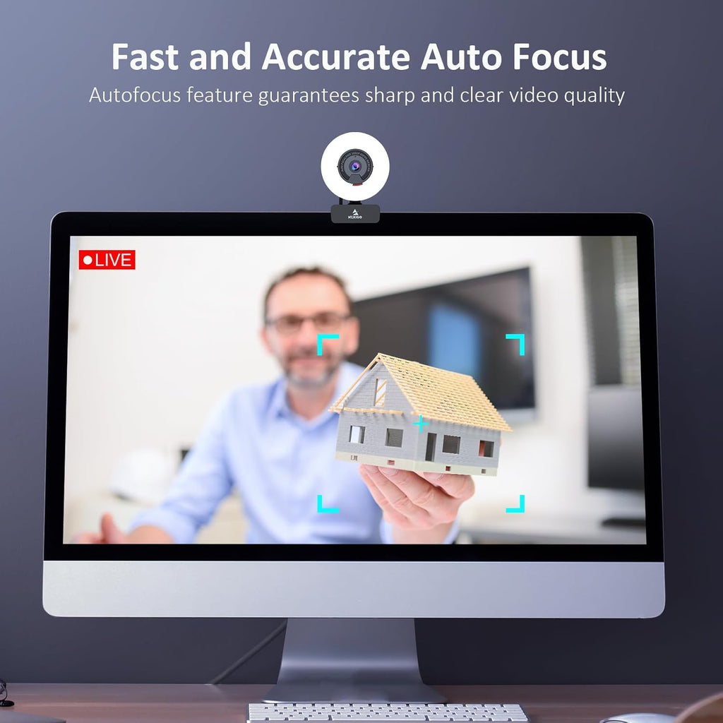 NexiGo N960E Pro 60FPS Webcam with Mic/Headset Jack and Extra USB Port, 1080P Web Camera with Light, Fast AutoFocus, Built-in Privacy Cover, for Zoom Meeting Skype Teams Twitch