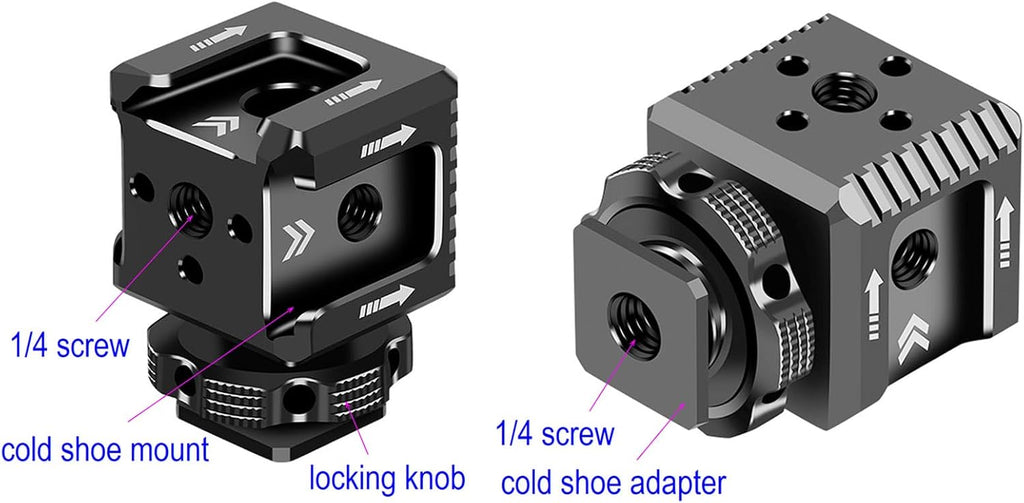 Cold Shoe Mount Adapter,Cold Shoe Extension - Triple Shoe Mount Extender for Camera,Monitor,Flash Accessories, Bracket for Led Lights,Microphones,Audio Recorder,Video Camera,Cage Accessories