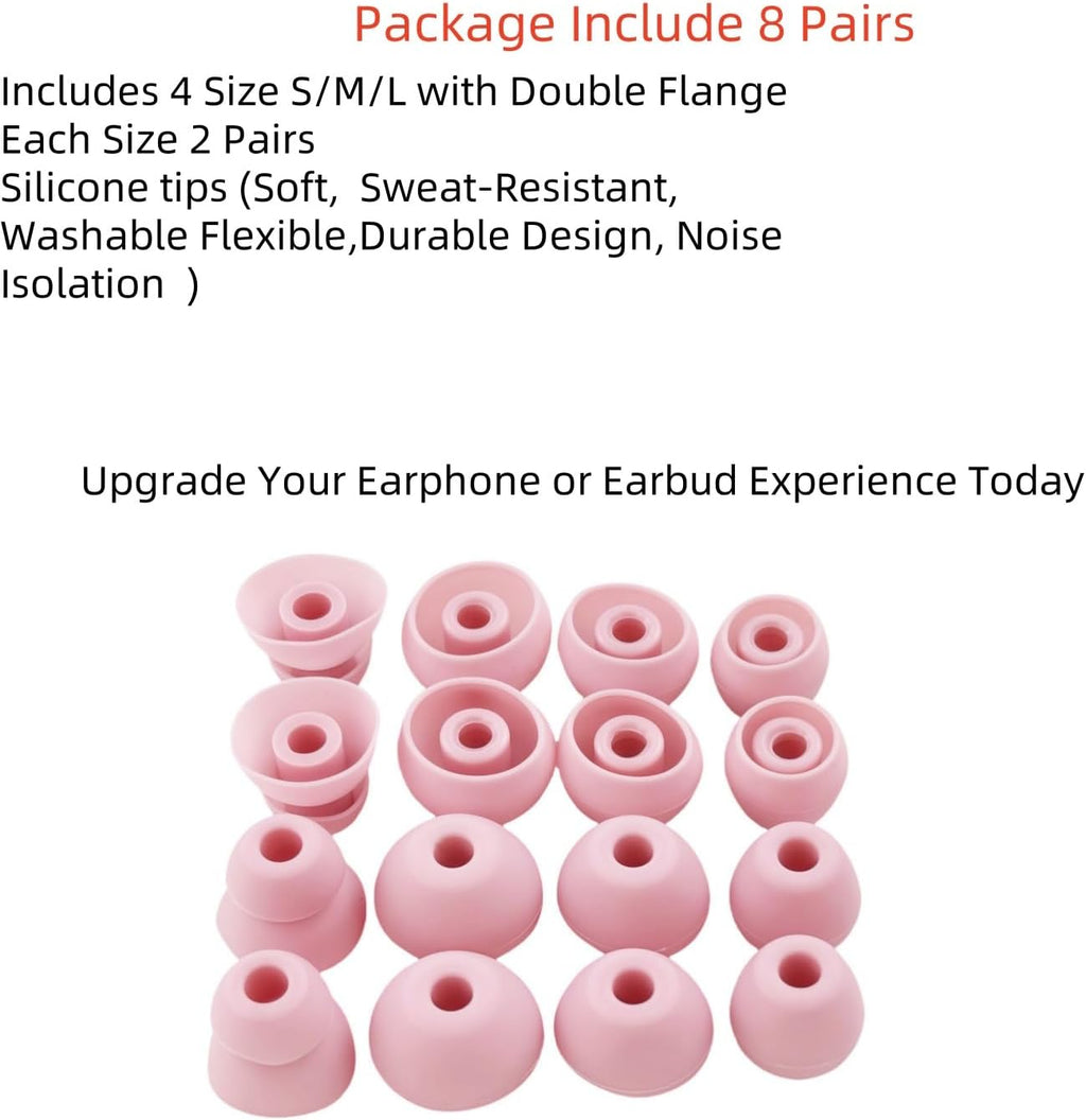 Replacement Ear Tips for Beats Urbeats2.0 Tour2.0 ibeats Beats x, Beats Flex Secure Fit for Powerbeats Pro Silicone Earbuds Washable Sweat-Resistant Noise Isolation 8 Pairs (Coral Pink)