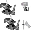 SmallRig Super Clamp Kit 2-Pack, Heavy Duty Max Load 33lb /15kg, with a 1/4"-20 & a 3/8"-16 Top Screw on a 5/8" Stud, for Photography Studio Video Camera Lighting, for Round Pipe and Flat Surface 5318