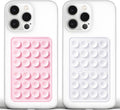 Anteel Medium-Sized Silicone Suction Phone Case Adhesive Mount, Enhanced Suction Power and Upgraded Thickened Sticky Phone Grip, Durable, Hands-Free Sticky Phone Holder, 2.28"x3.46" (LPK&WHT)