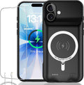 Battery Case for iPhone 17, Upgraded 10000mAh Ultra-Slim Rechargeable Portable Extended Battery Pack Support Qi Wireless Charging Case Compatible with iPhone 17 (6.3 inch) Charger Case Cover(Black)