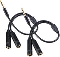 HOSONGIN 1/4" Stereo Splitter Cable (2-Pack), 1/4 Inch TRS Male to Dual TRS Female Y Adapter, Gold-Plated, Noise-Free Audio Cable for Headphones, Amplifiers, Studio, 1.6Ft (20 inch)
