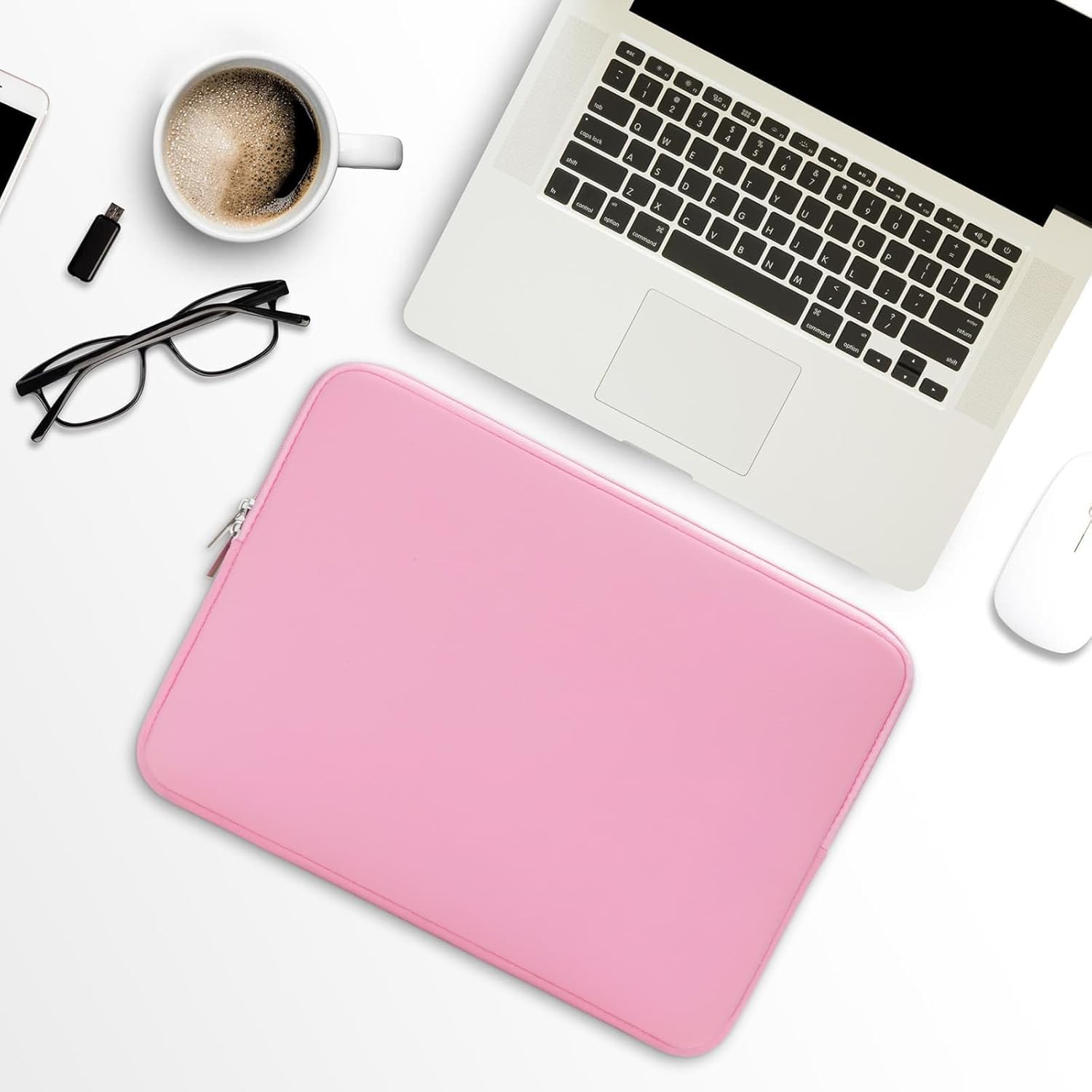 RAINYEAR 15.6 Inch Laptop Sleeve Protective Case Soft Lining Zipper Cover Padded Carrying Bag Compatible with 15.6" Notebook Computer Ultrabook Chromebook (Pink, Upgraded Version)