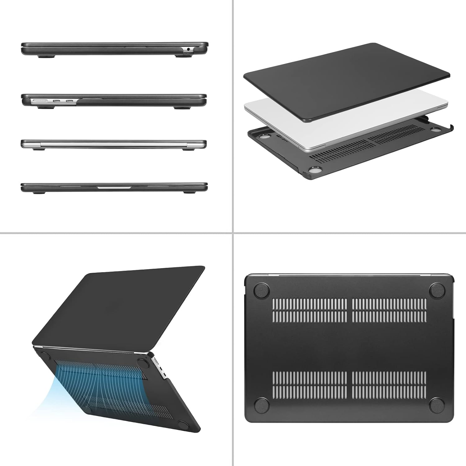 MOSISO Compatible with MacBook Air 13 inch Case 2025 2024 2023 2022 M4 A3240 M3 A3113 M2 A2681, Plastic Hard Shell&Keyboard Cover&Screen Film&Type C for MacBook Air 13.6 inch Case, Slate Gray