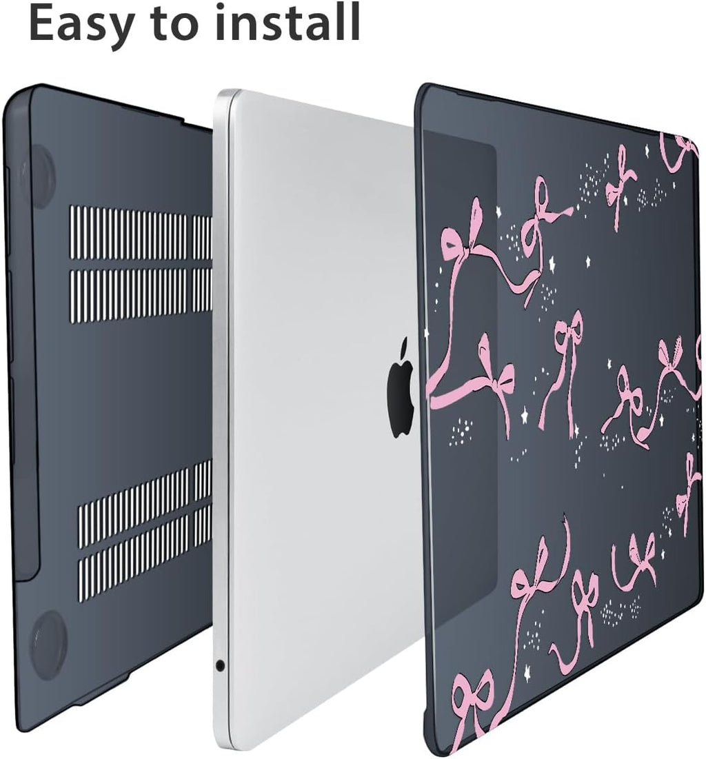 Compatible with MacBook Air 13.6 inch Case 2025 2024 2023 2022 Release M4 A3240 M3 A3113 M2 A2681 with Touch ID, Plastic Hard Shell Case&Keyboard Cover&Screen Protector&Webcam Cover, Bows-b