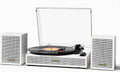 Vinyl Record Player with External Speakers, 3 Speed Vintage Belt Drive Turntable Record Player with Stereo Speakers RCA Audio Out and Aux-in, White Wood